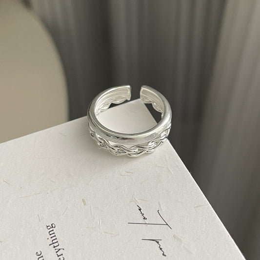S925 sterling silver twisted wire drawing ring