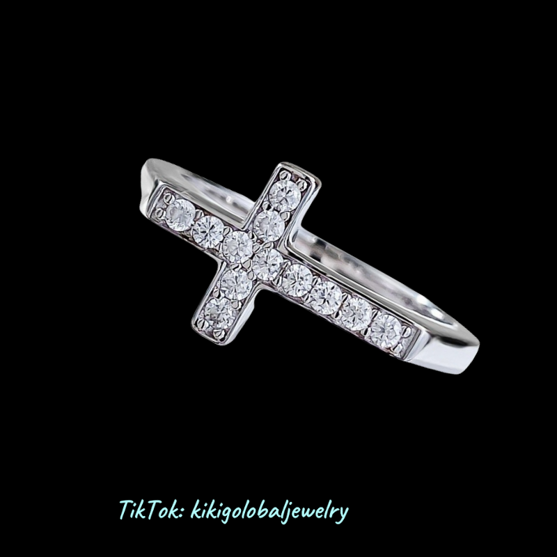 925 silver cross ring with diamonds