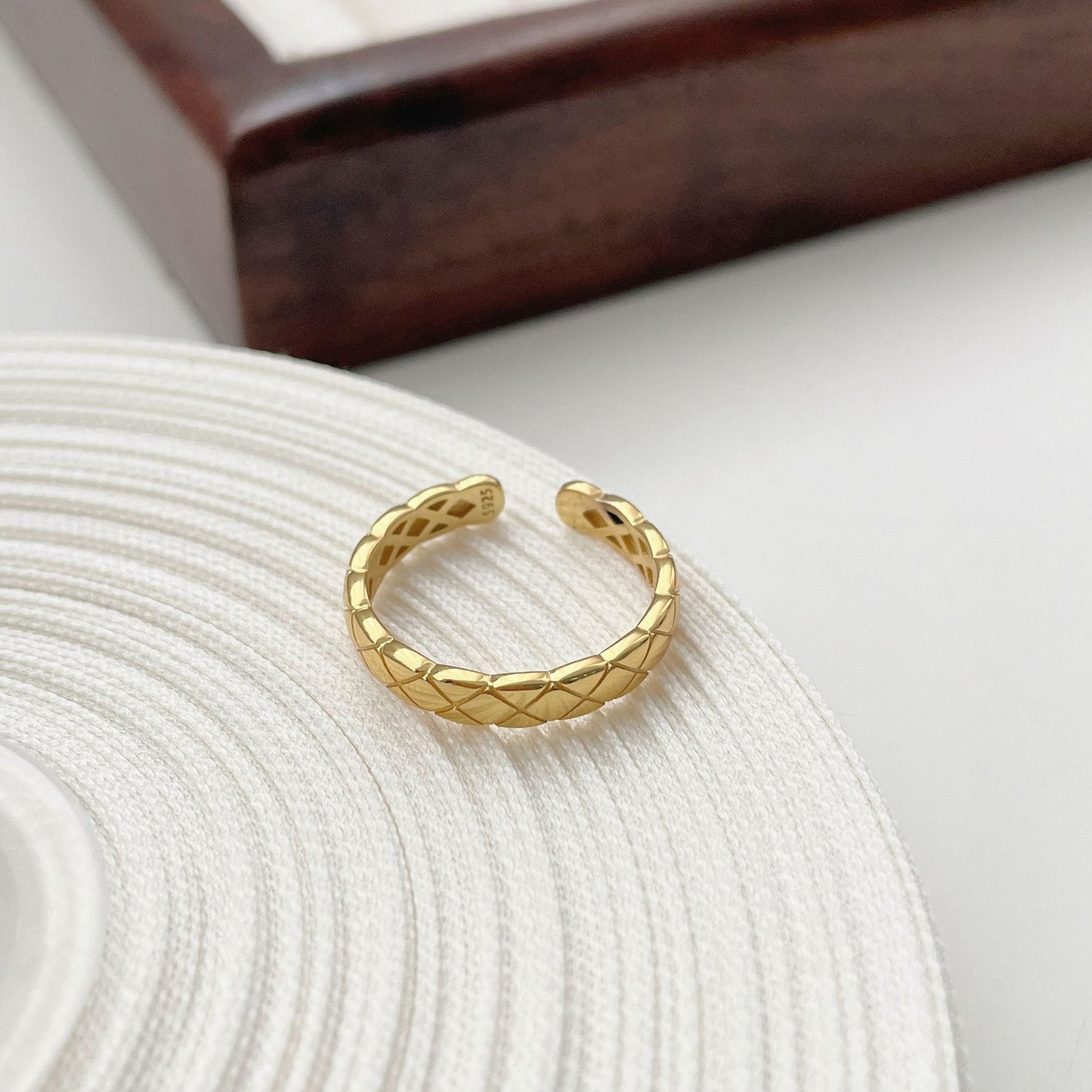 S925 sterling silver diamond pattern ring