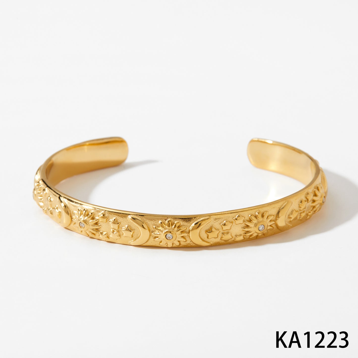 Stainless steel zircon pattern open bracelet