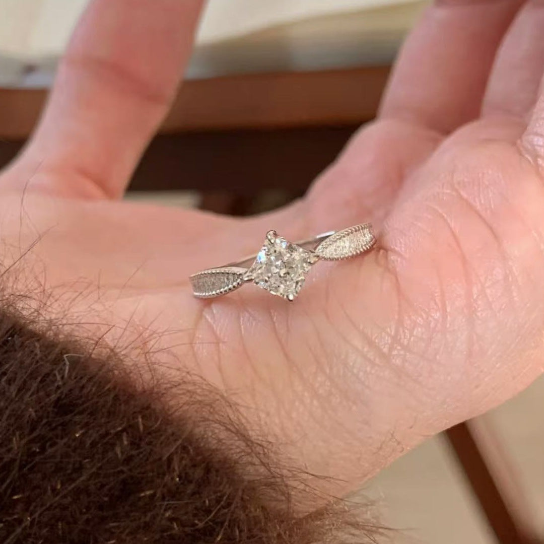 Square Diamond Brushed Princess Ring