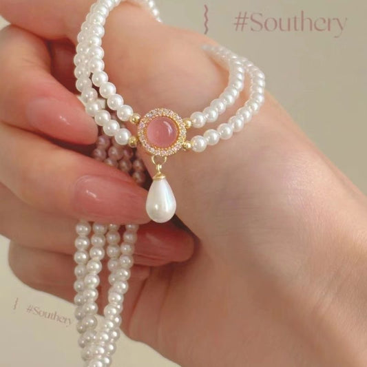 Swarovski pink pearl  necklace