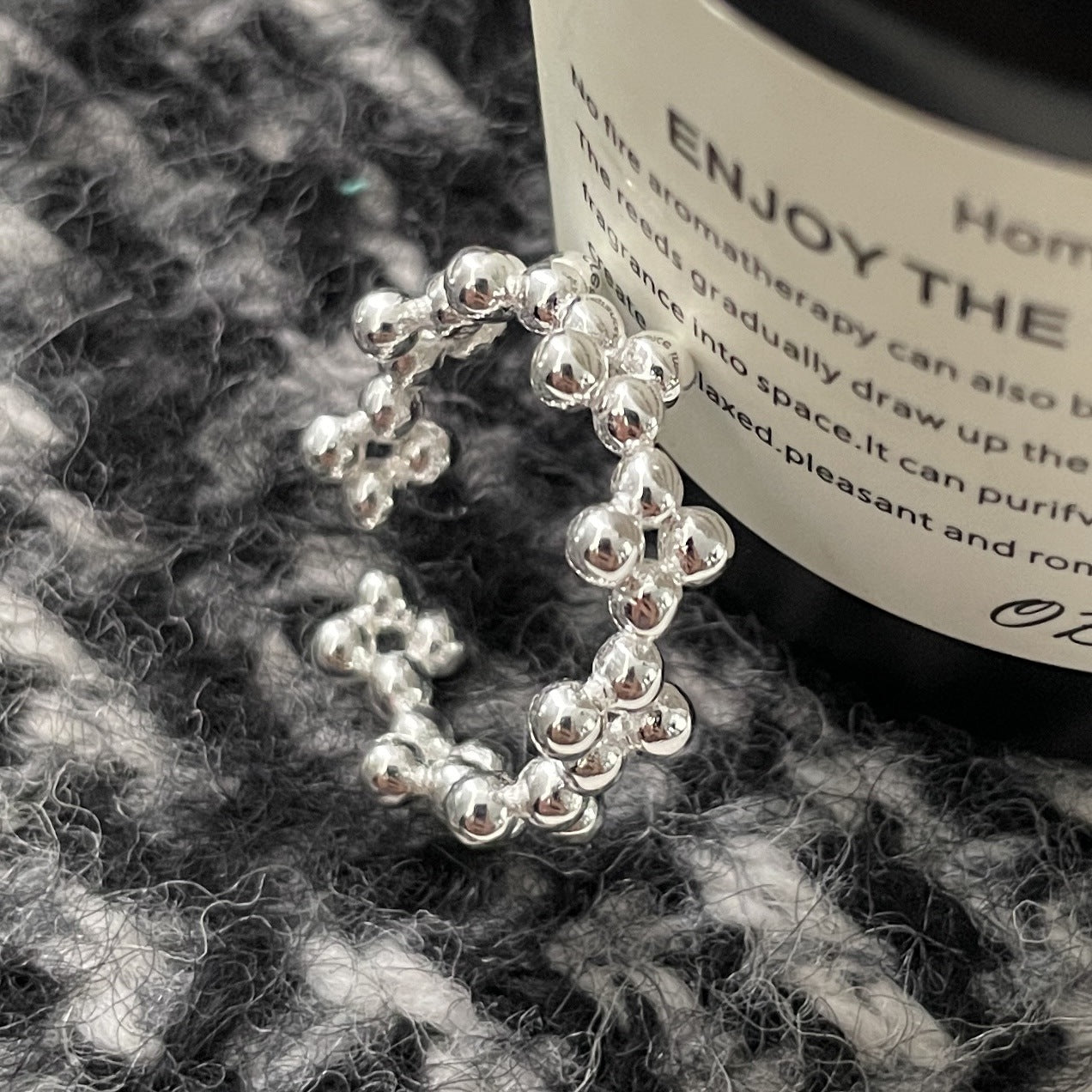 S925 sterling silver round bead ring