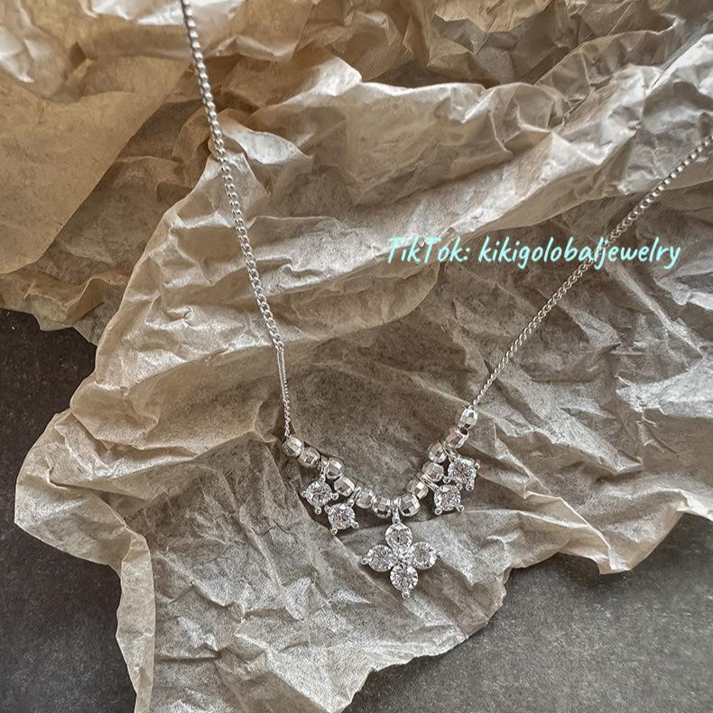 S925 sterling silver zircon tassel necklace