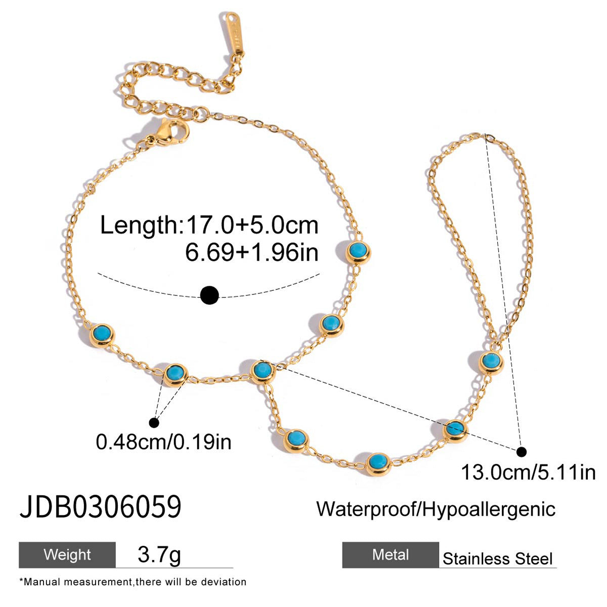 Blue Turquoise Titanium Steel Necklace