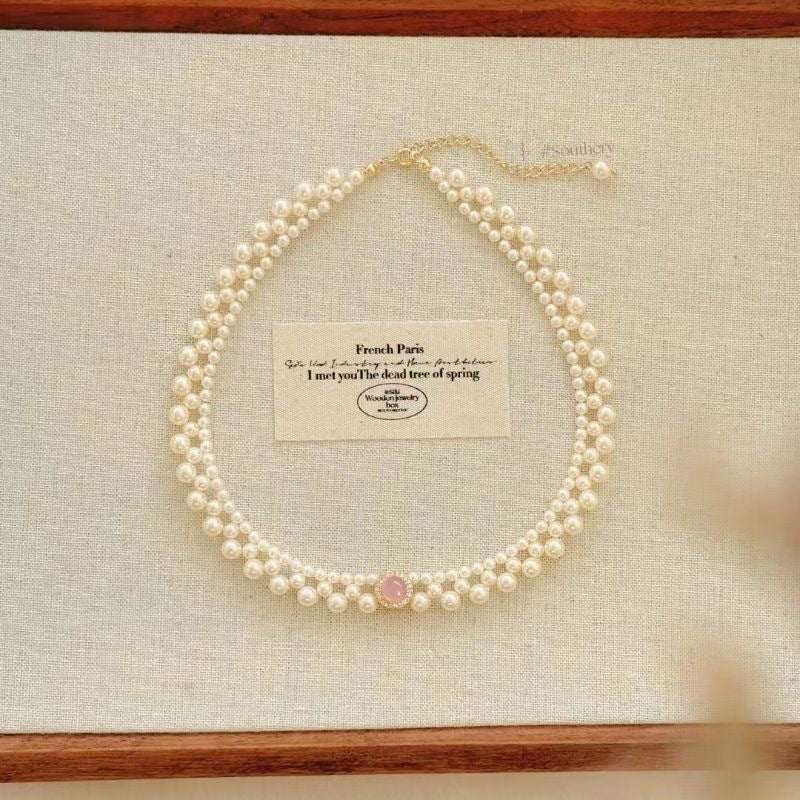 Swarovski pink pearl  necklace