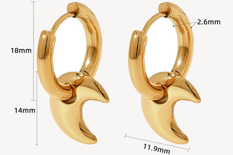 Stainless Steel Moon Earrings