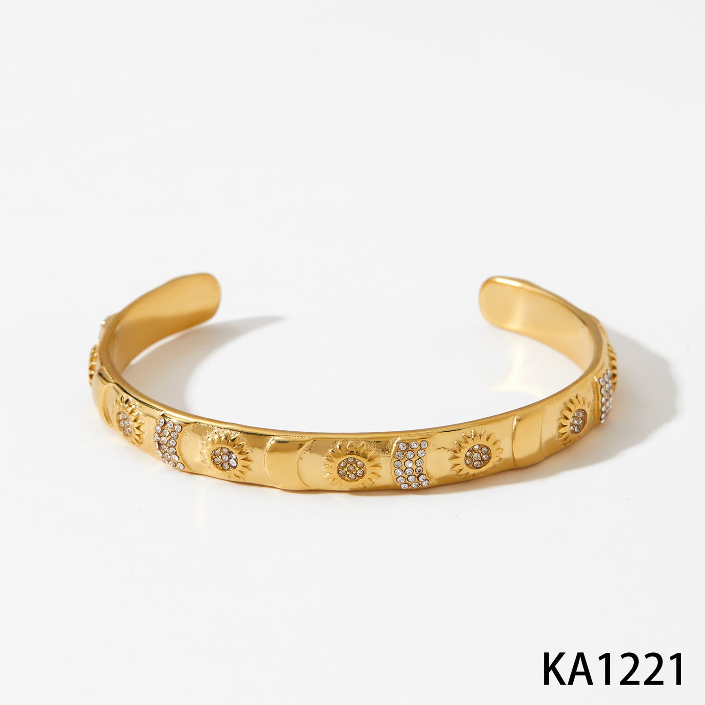 Stainless steel zircon pattern open bracelet