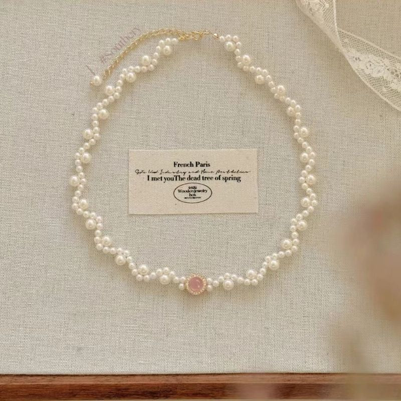 Swarovski pink pearl  necklace