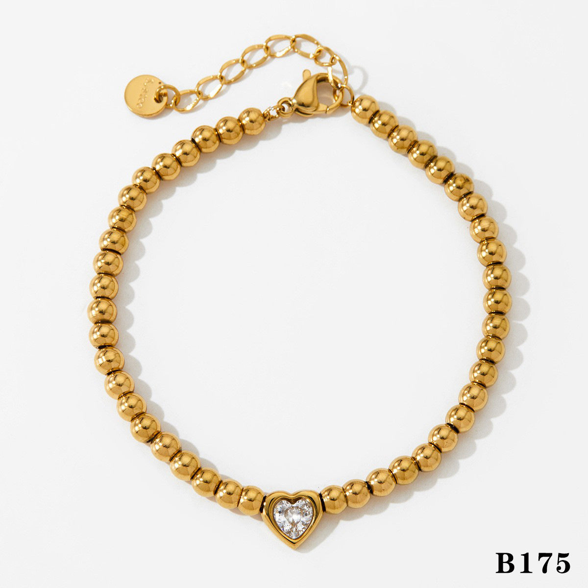 Stainless Steel Stacking Beaded Heart Bracelet