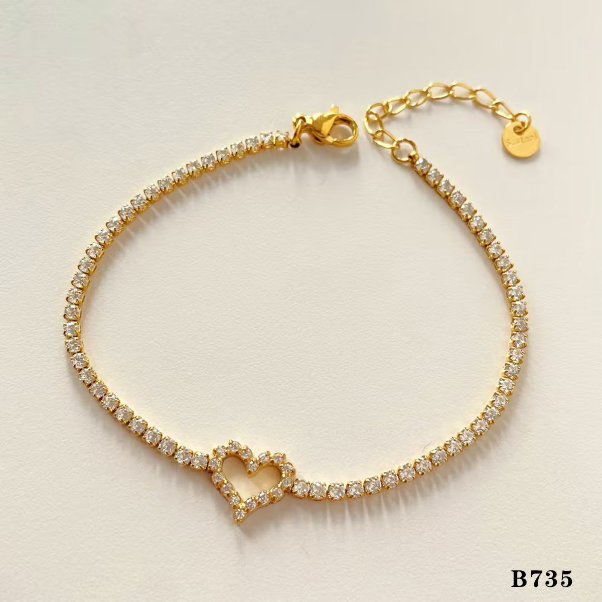 Stainless steel textured heart bracelet