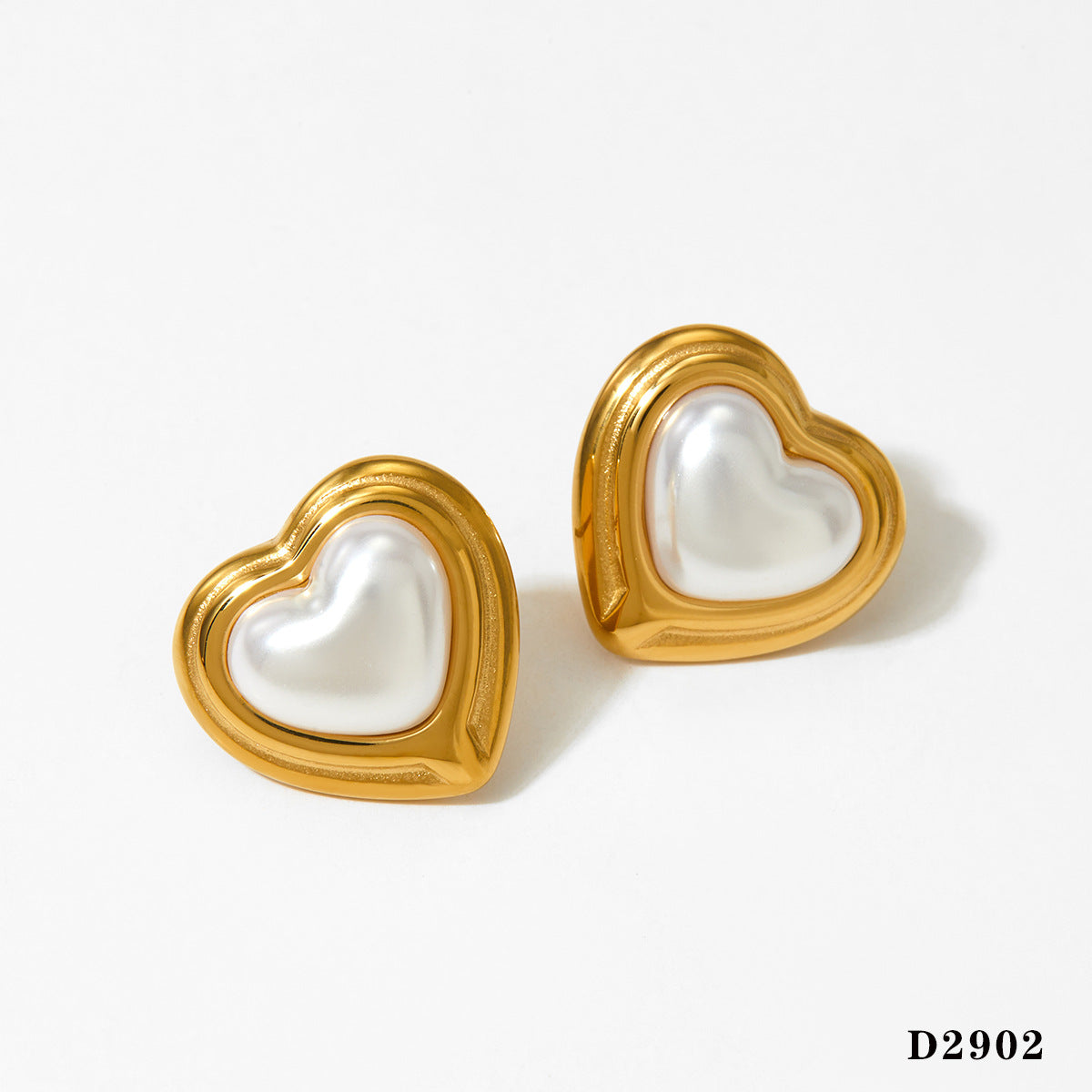 316 stainless steel heart flower pearl earrings
