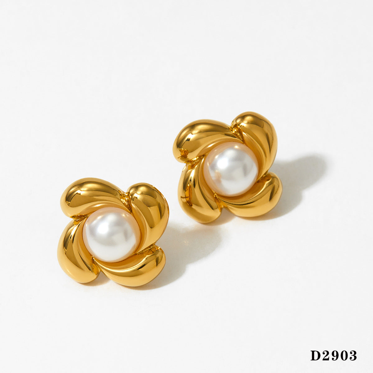 316 stainless steel heart flower pearl earrings