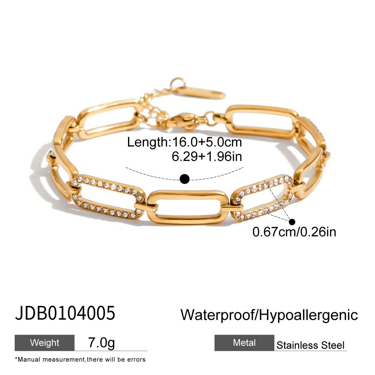 18K Gold and Stainless Steel Round White Cubic Zirconia Cuff Bracelet