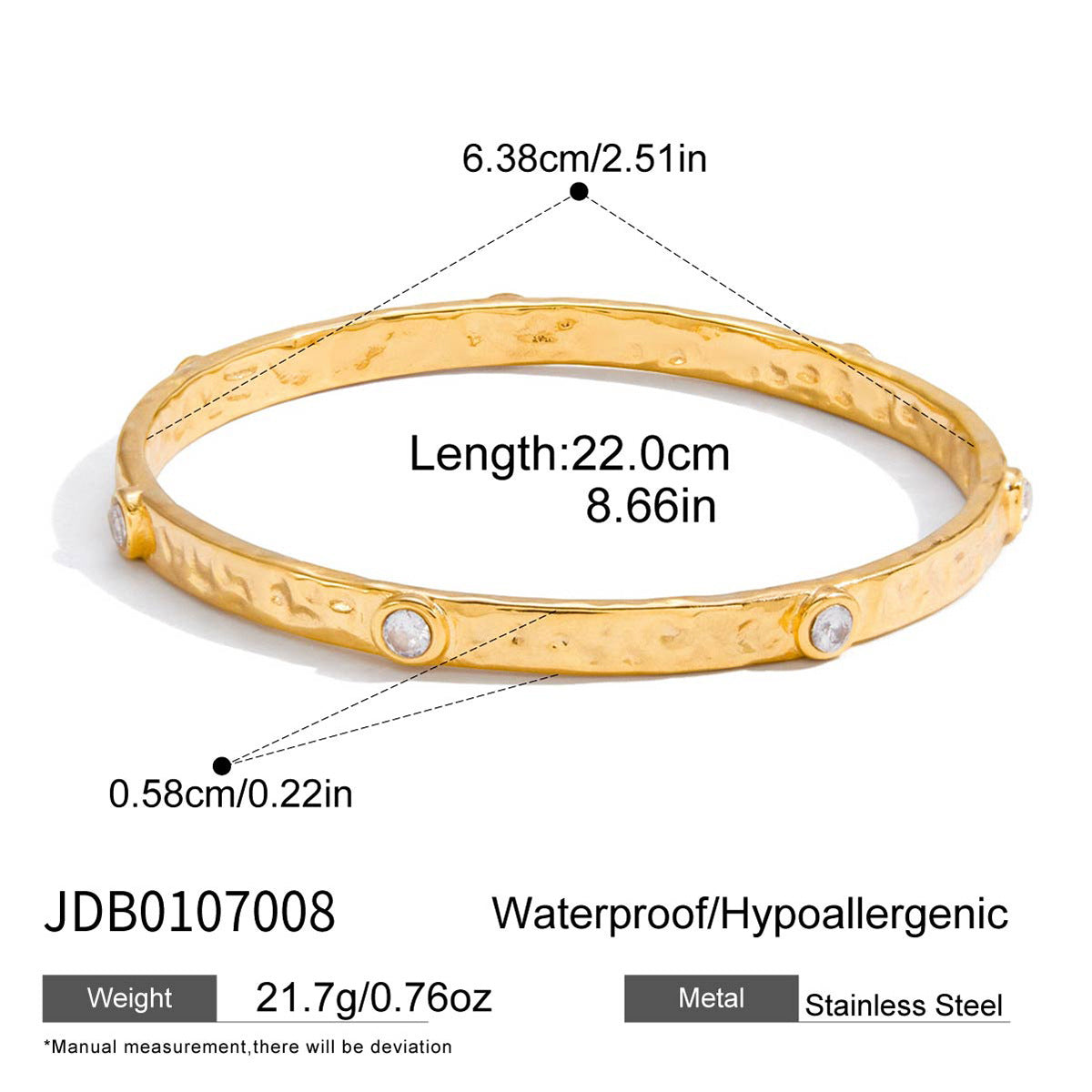 18k gold stainless steel round bracelet with diamonds