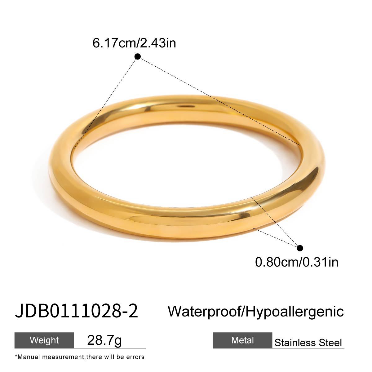 18k gold stainless steel simple round bracelet