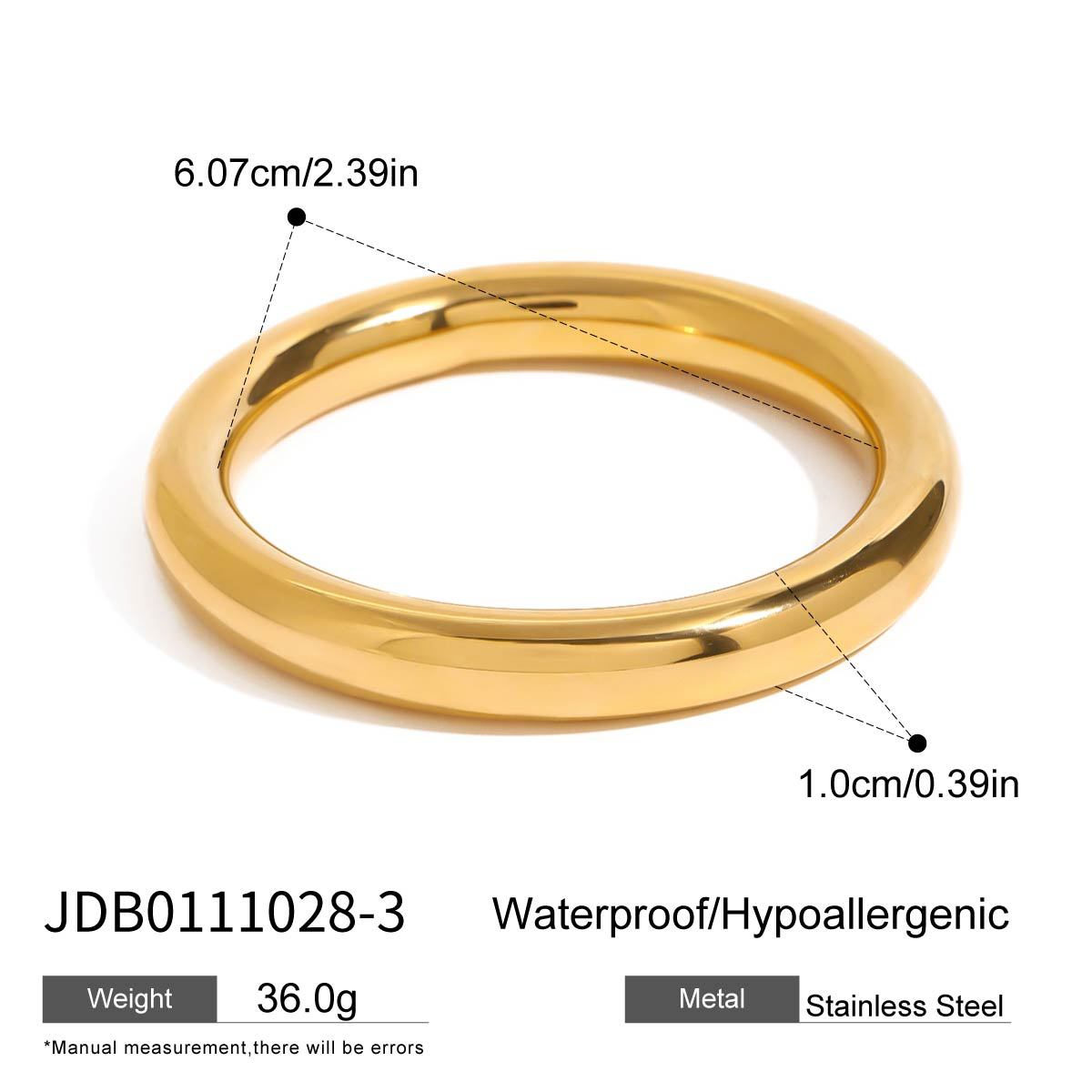 18k gold stainless steel simple round bracelet