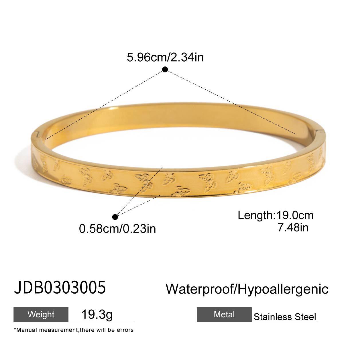 18K gold stainless steel zircon heart bracelet