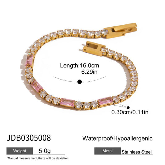 Stainless steel heart zircon bracelet does not fade