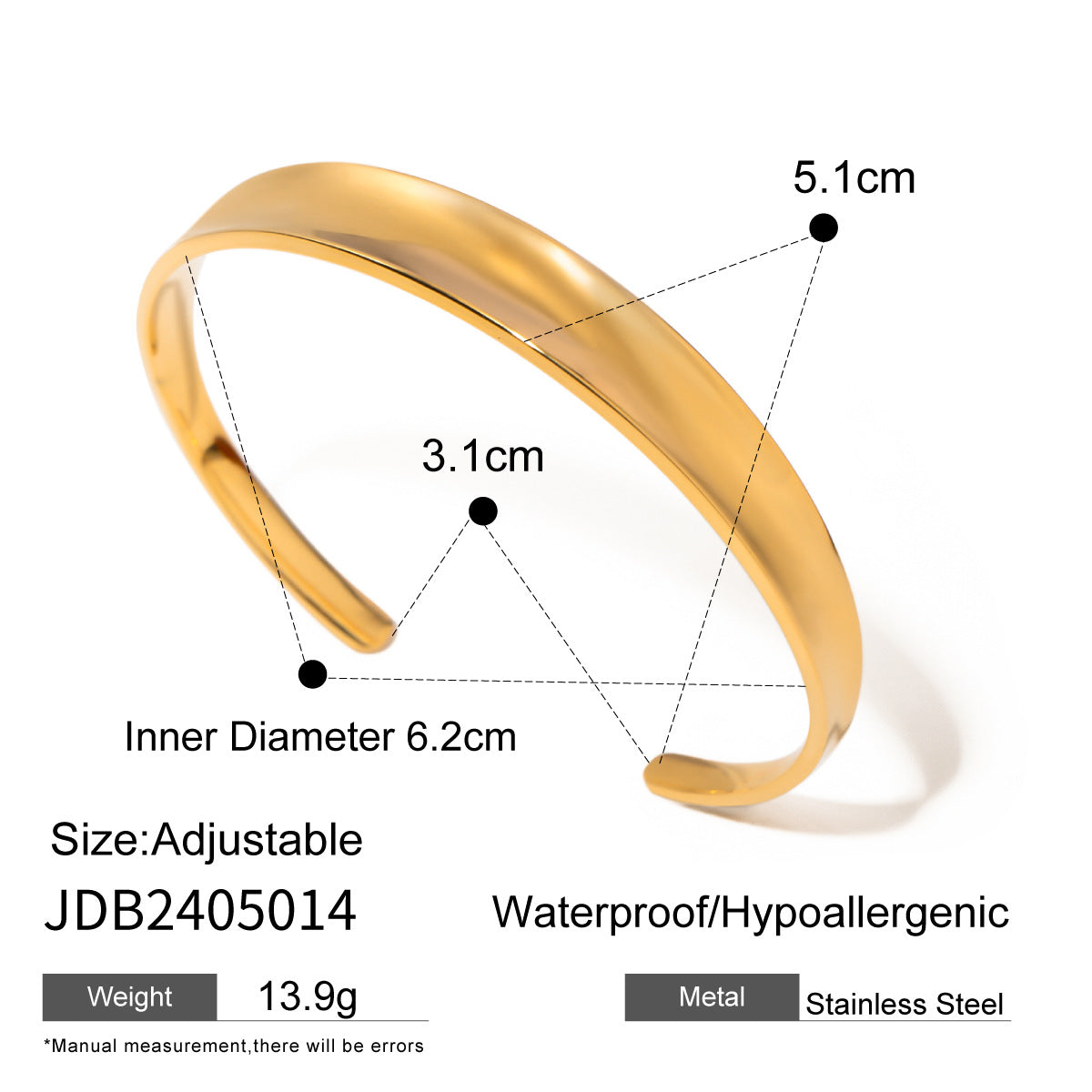 18K gold stainless steel irregular bracelet