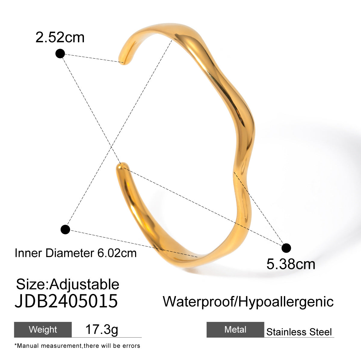 18K gold stainless steel irregular bracelet