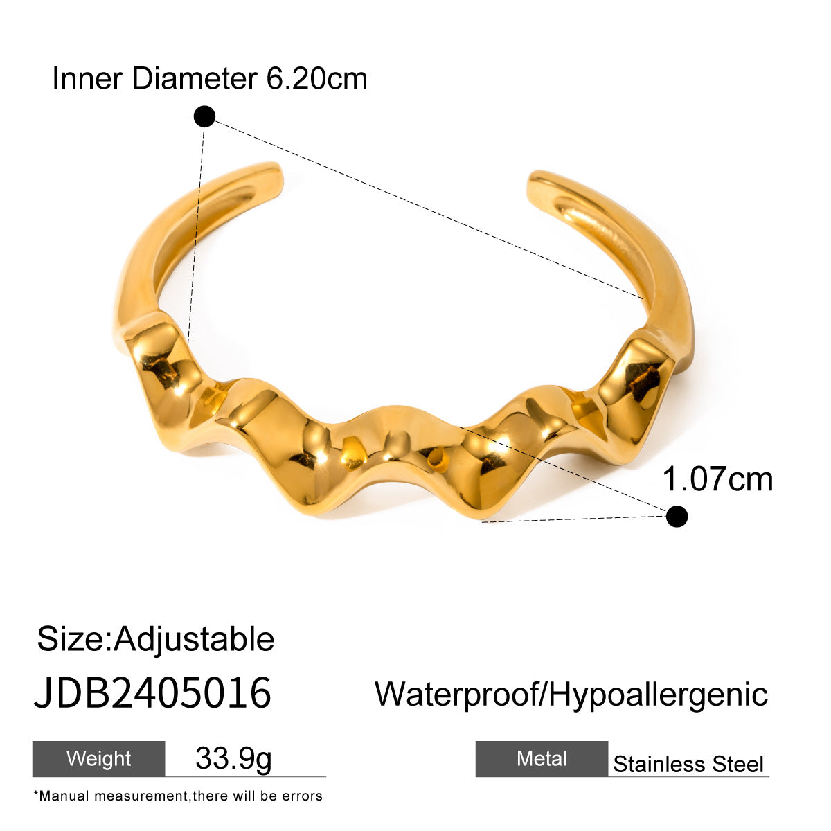 18K gold stainless steel irregular bracelet