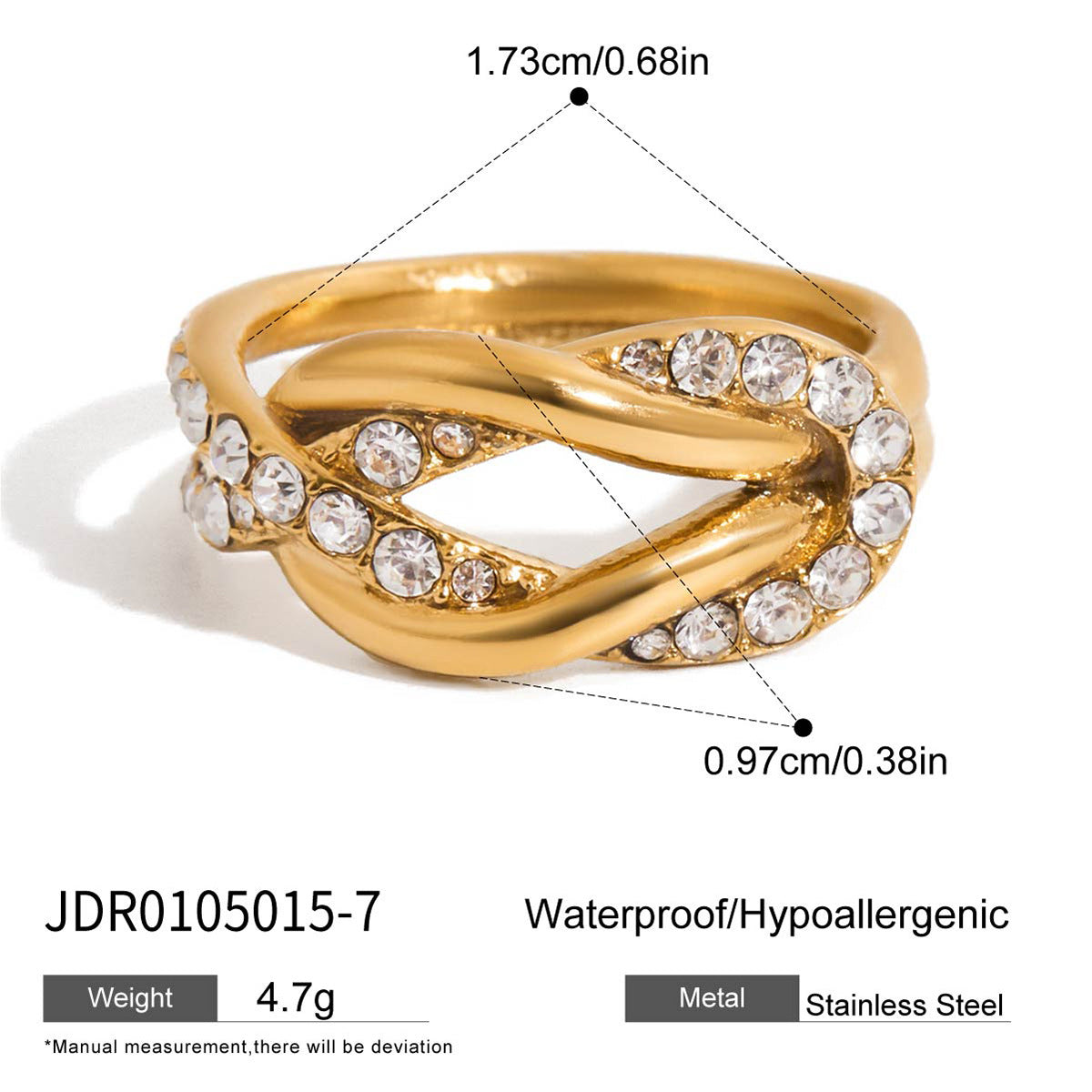 Titanium steel knot ring does not fade