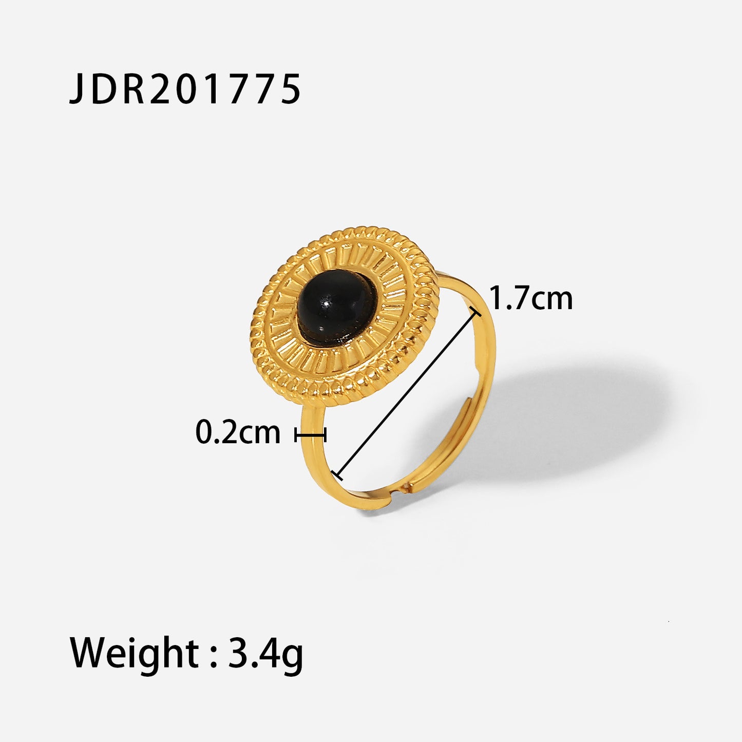 18k gold stainless steel gemstone ring