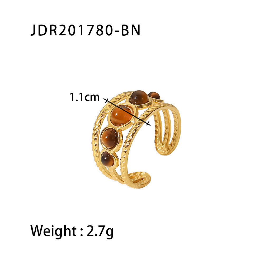 18k gold stainless steel gemstone ring