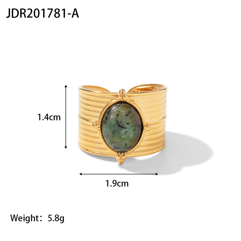 18k gold stainless steel gemstone ring