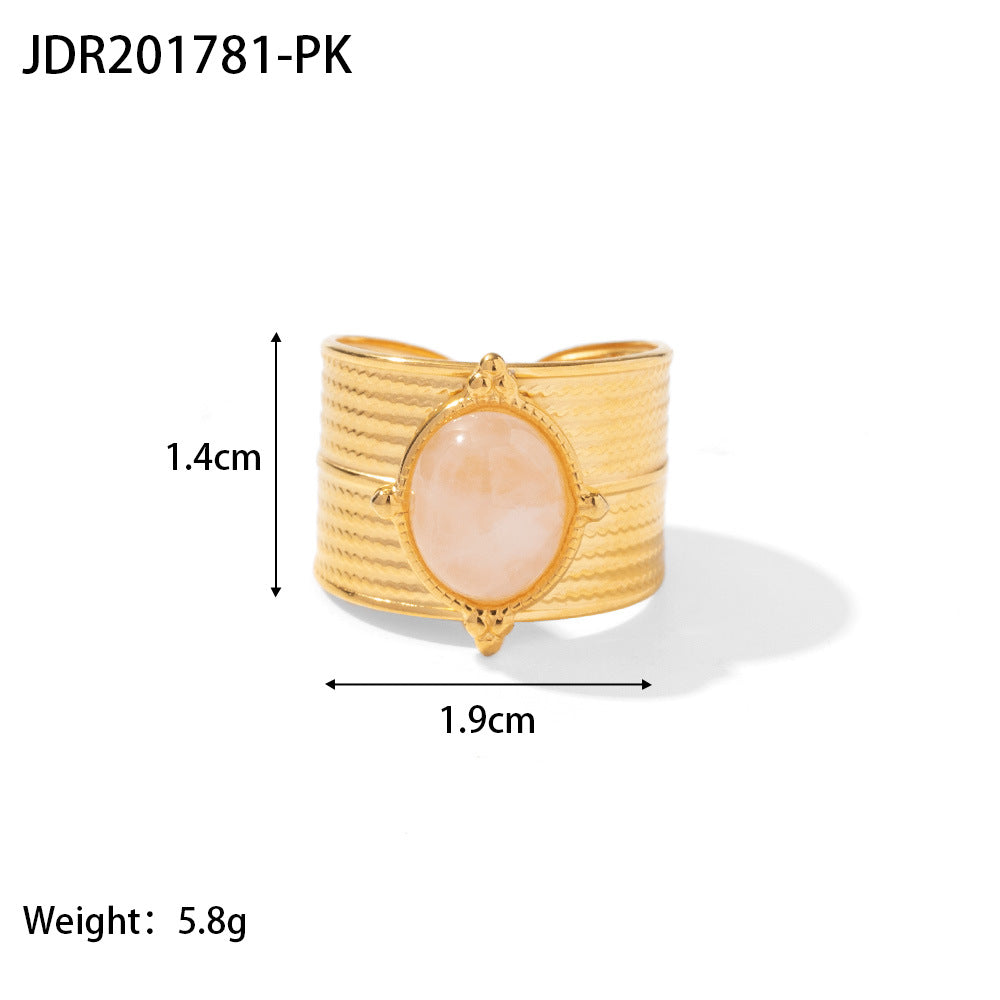 18k gold stainless steel gemstone ring