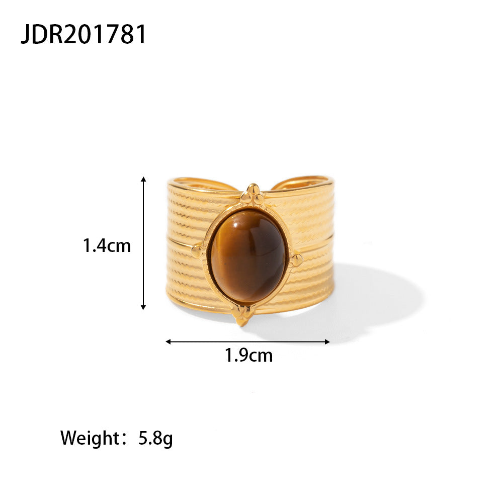 18k gold stainless steel gemstone ring