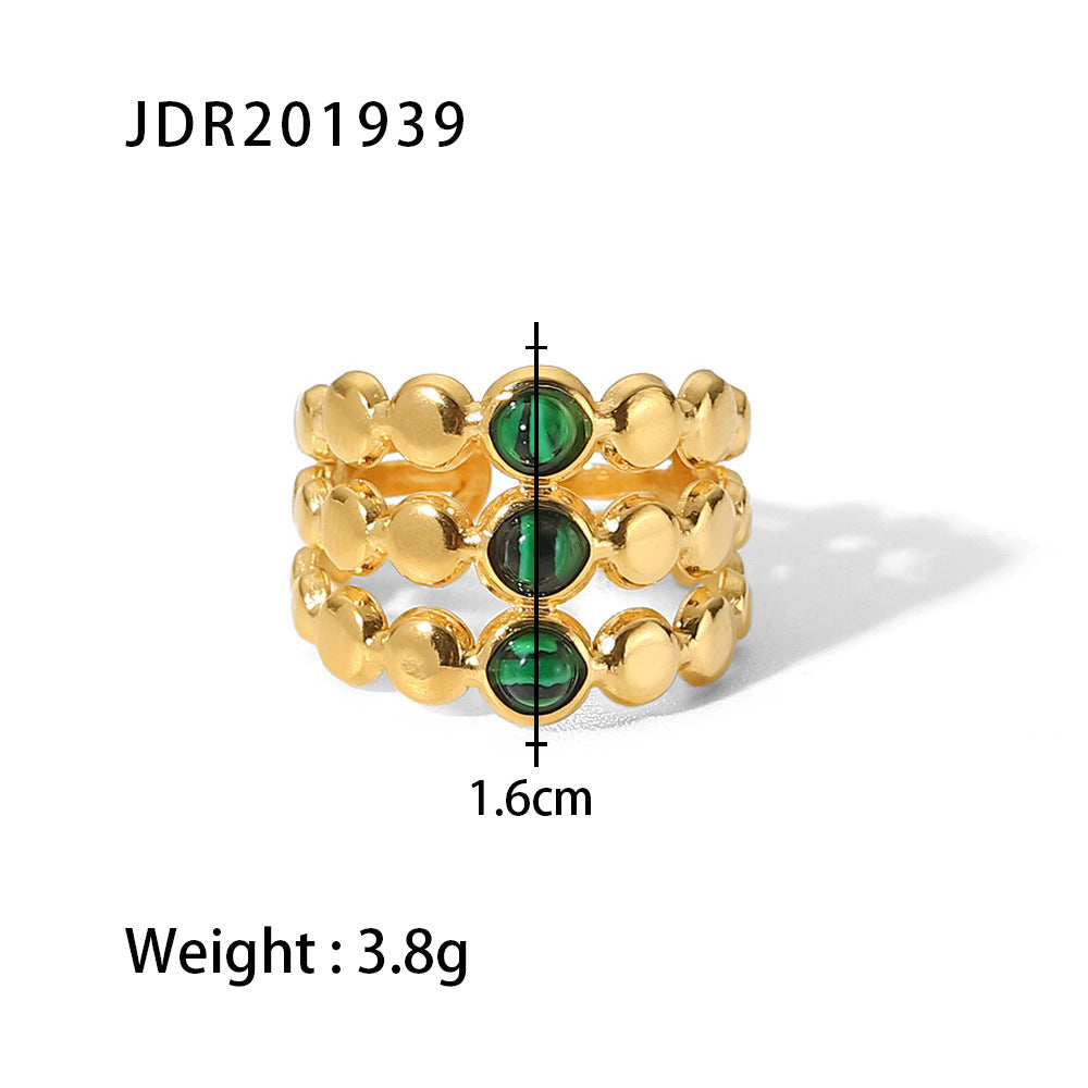18k gold stainless steel gemstone ring