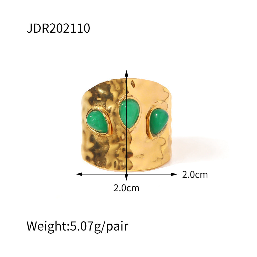 18k gold stainless steel gemstone ring