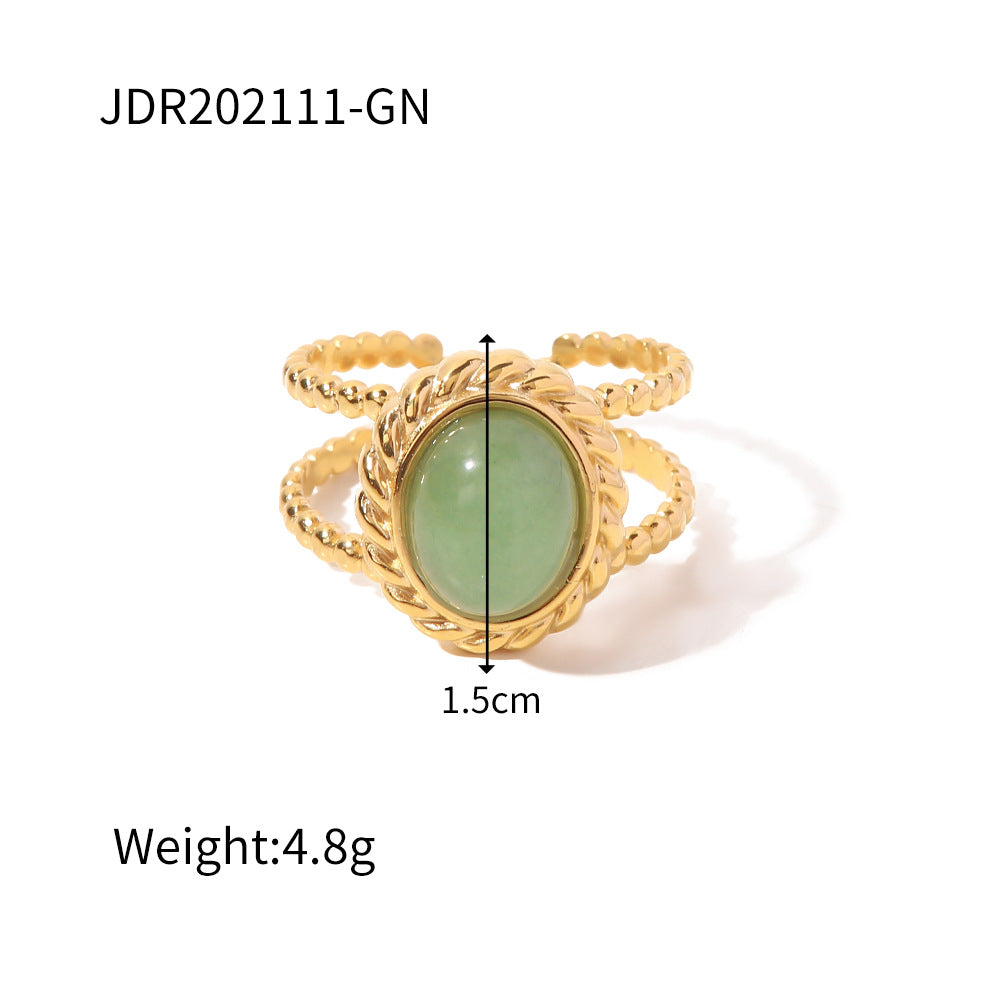 18k gold stainless steel gemstone ring