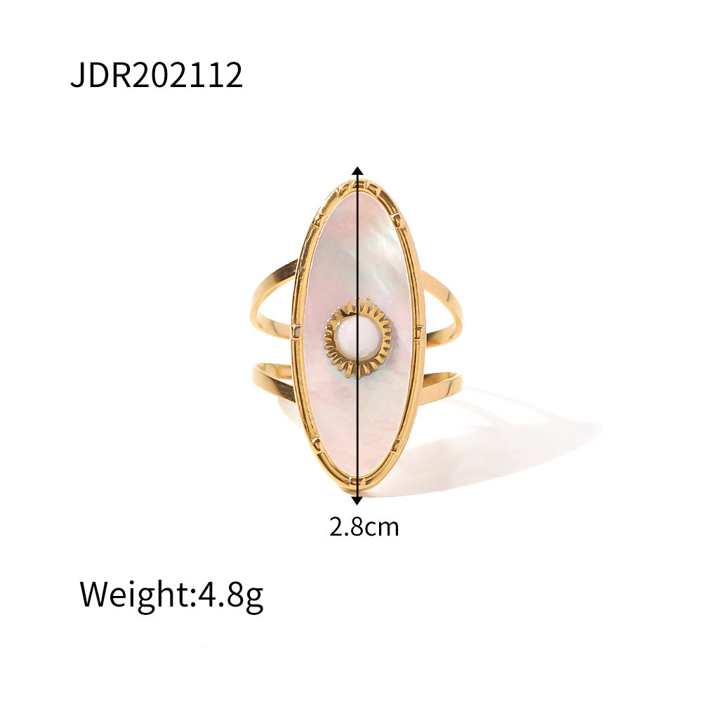 18k gold stainless steel gemstone ring