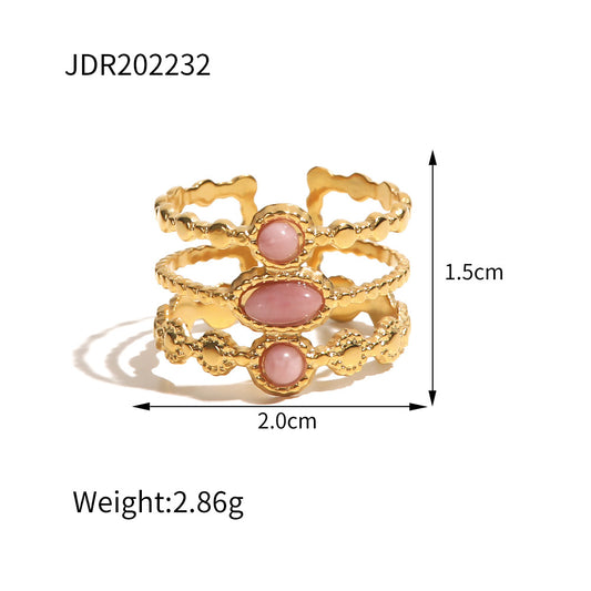 18k gold stainless steel gemstone ring