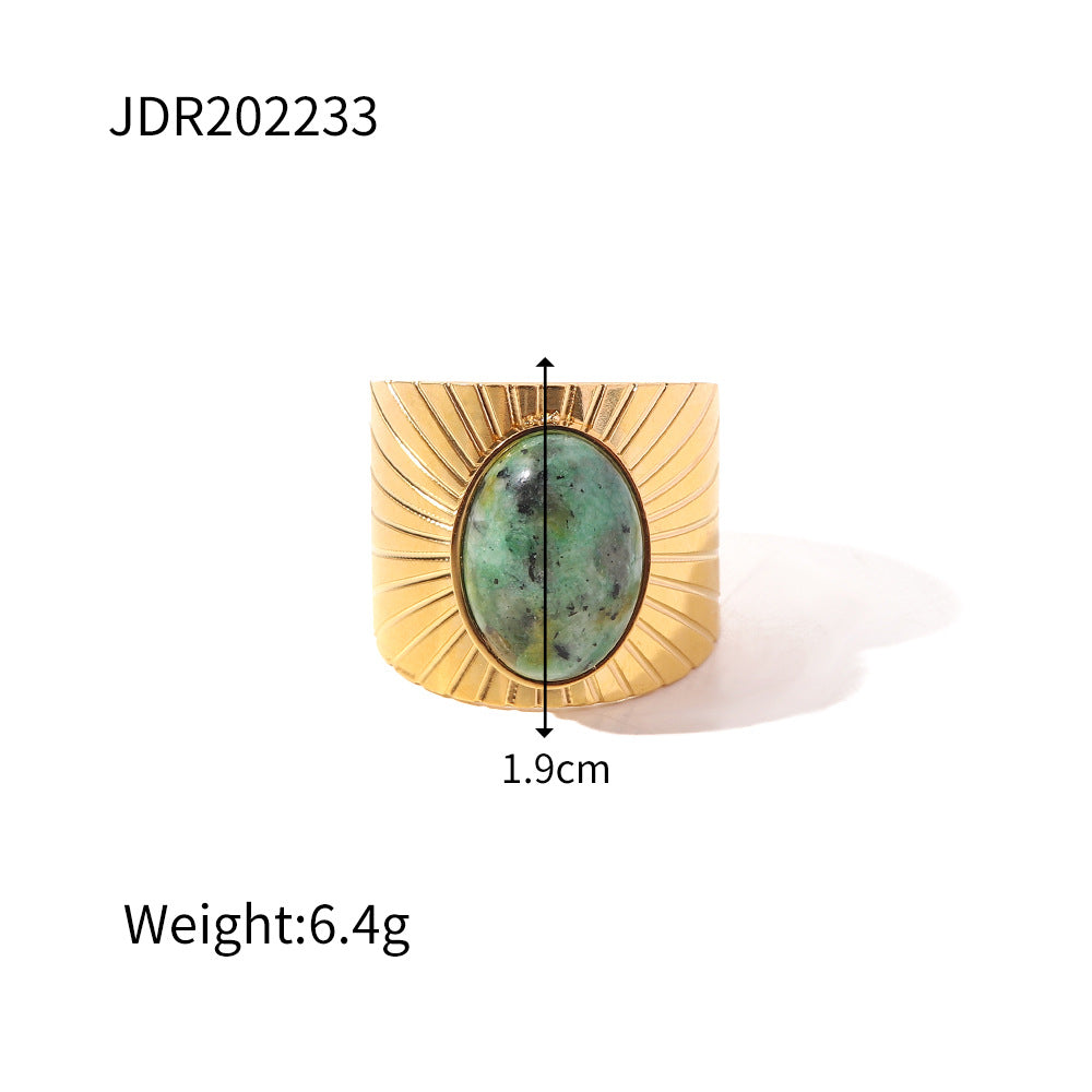 18k gold stainless steel gemstone ring
