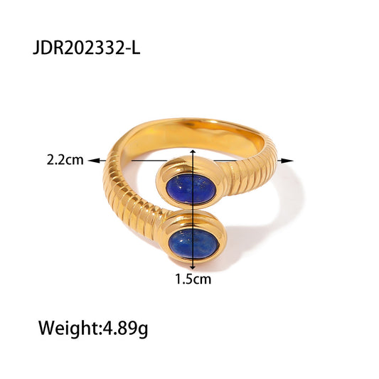 Stainless Steel Natural Stone Ring