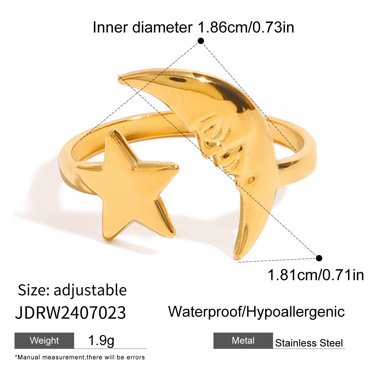 Stainless Steel Natural Stone Ring