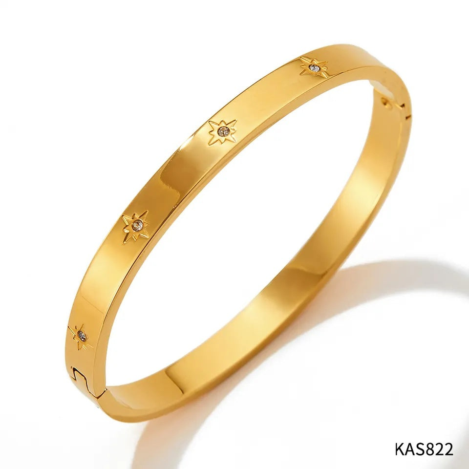 Non-fading stainless steel diamond plain ring bracelet