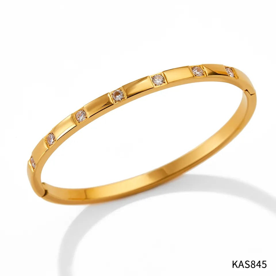 Non-fading stainless steel diamond plain ring bracelet