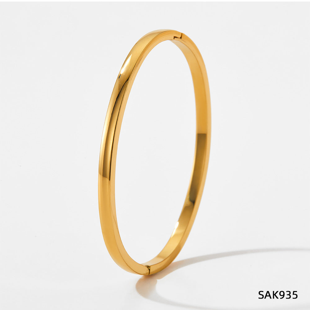 Non-fading stainless steel diamond plain ring bracelet
