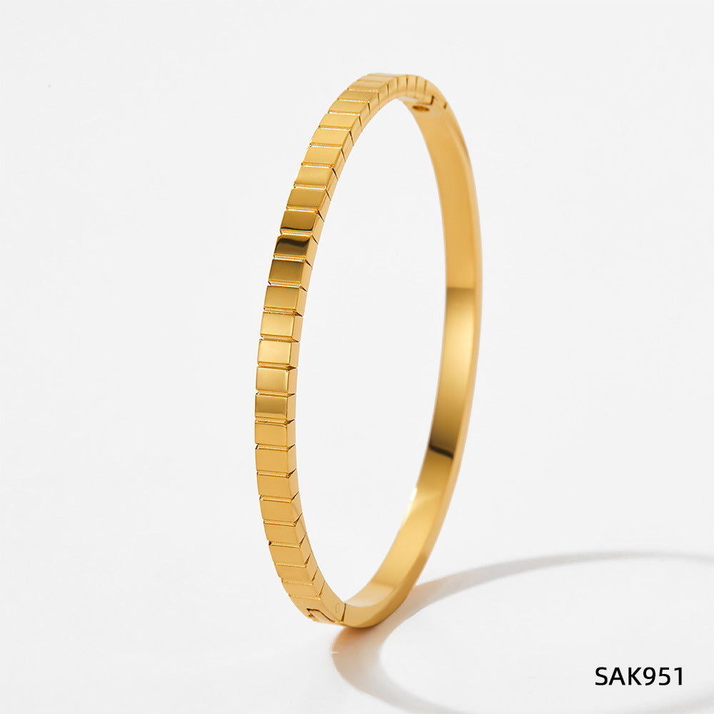 Non-fading stainless steel diamond plain ring bracelet