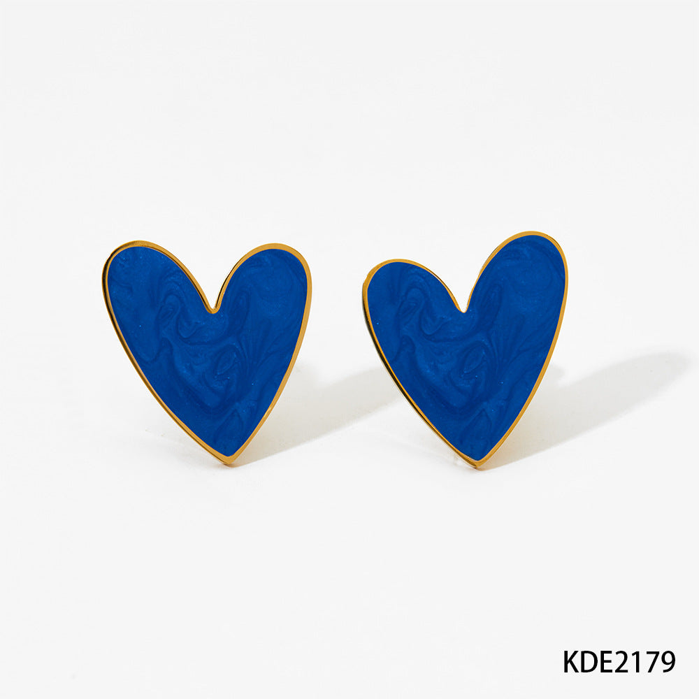 Heart Enamel Stainless Steel Necklace and Earrings