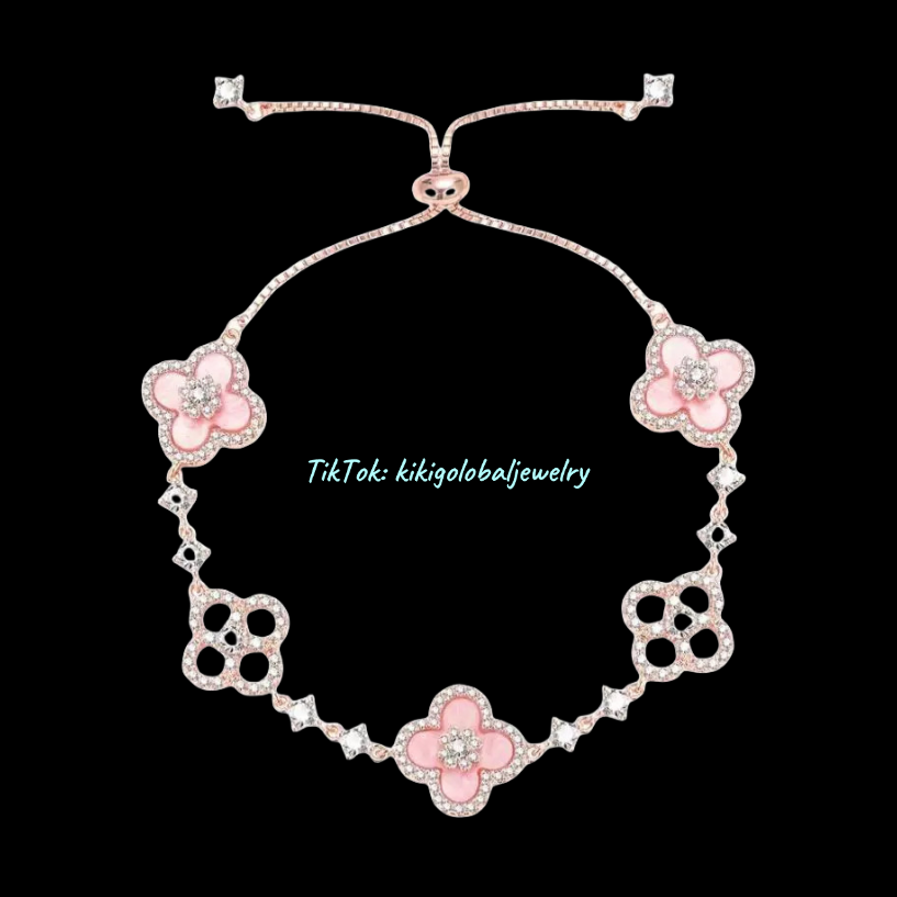 Four-leaf clover pink bracelet