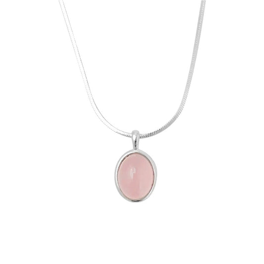 S925 sterling silver pink natural stone necklace