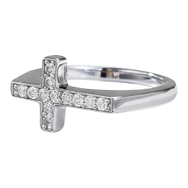 925 silver cross ring with diamonds