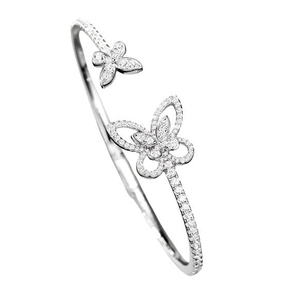 925 Silver Double Butterfly Open Bangle