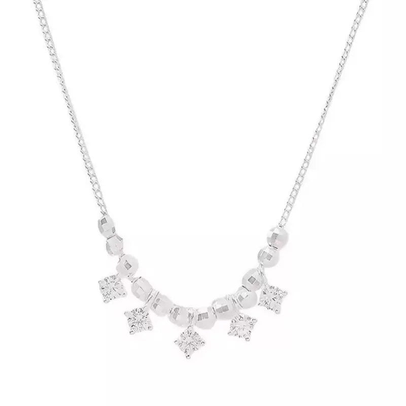 S925 sterling silver zircon tassel necklace